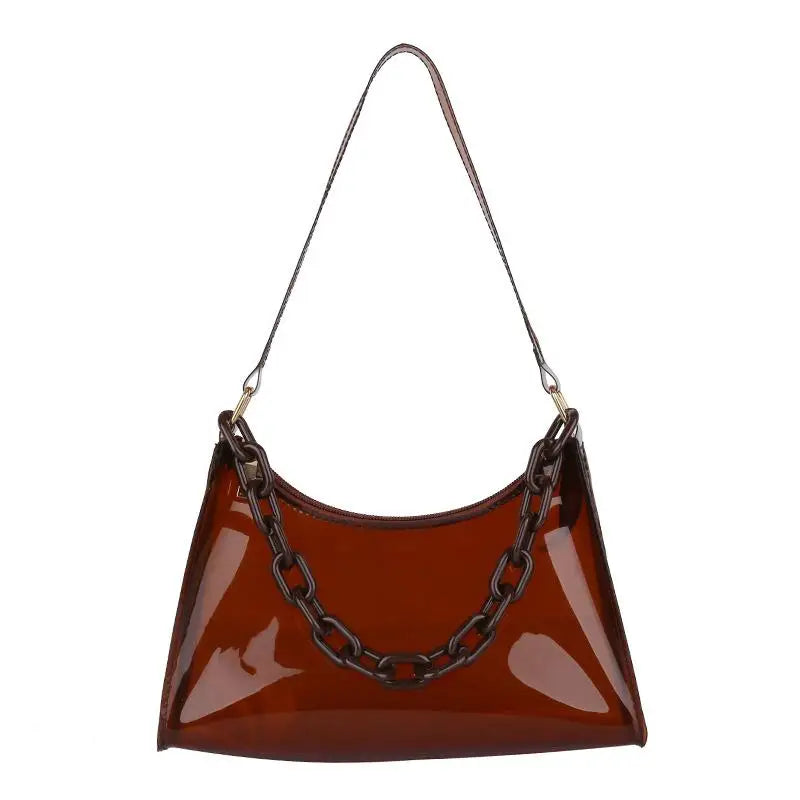 Transparent Jelly Bag Fashionable Messenger Shoulder Waterproof Qme Coffee