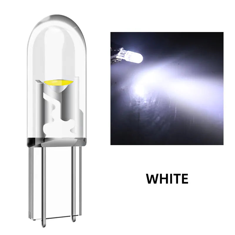 10/20/40pcs T5 Led W3W Car Interior Light Dashboard Warming Indicator COB Chip Canbus Auto Instrument Light Wedge Gauge Bulb 12V Qme WHITE 10Pcs