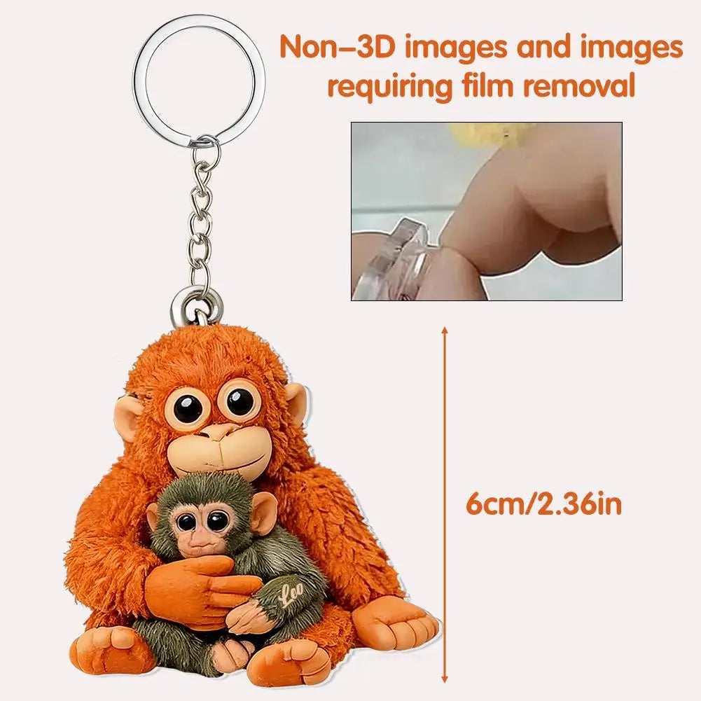 Protect Punch Monkey Keychain Decoration Cute Holding Plush Toy Qme