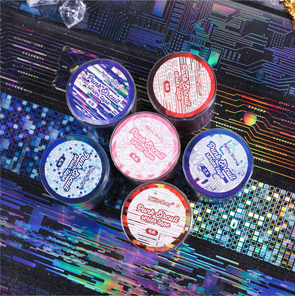 200cm/Roll Cartoon Personalized punk circuit Making Tapes School Stickers DIY Scrapbook Sticker Decor Planner Korean Stationery Qme