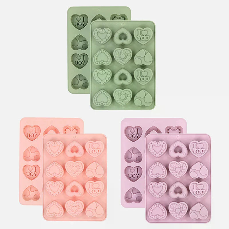 Heart Shape Silicone Mold, 3D Silicone Baking Mold For Fondant, Soap And Ice Cream, Easy Release Silicone Chocolate Candy Mold Qme