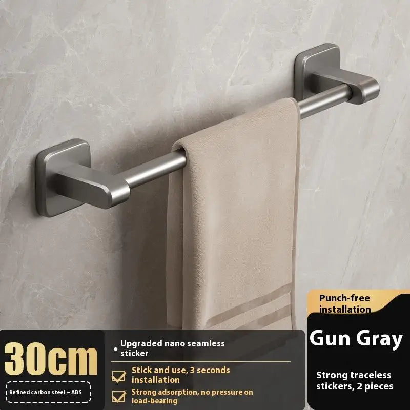 Bathroom Storage Rack Towel Organizer Wall-mounted Shelf Two Layer Qme One Layer Gray 30cm
