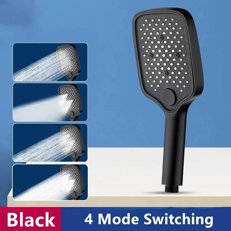 New 12 Inch High Pressure Top Spray Rain Shower Head Larger Flow Supercharge Rainfall Showerhead 360° Swivel Water Saving Qme 4 Mode shower head