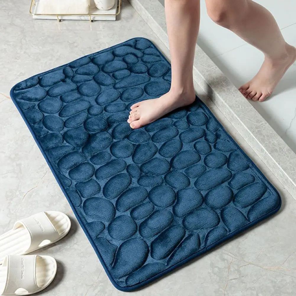 Memory Foam Bathroom Mat Pebble Carpets Super Soft Toilet Washable 40*60cm Absorbent Bathmats Bathroom Qme Dark Blue