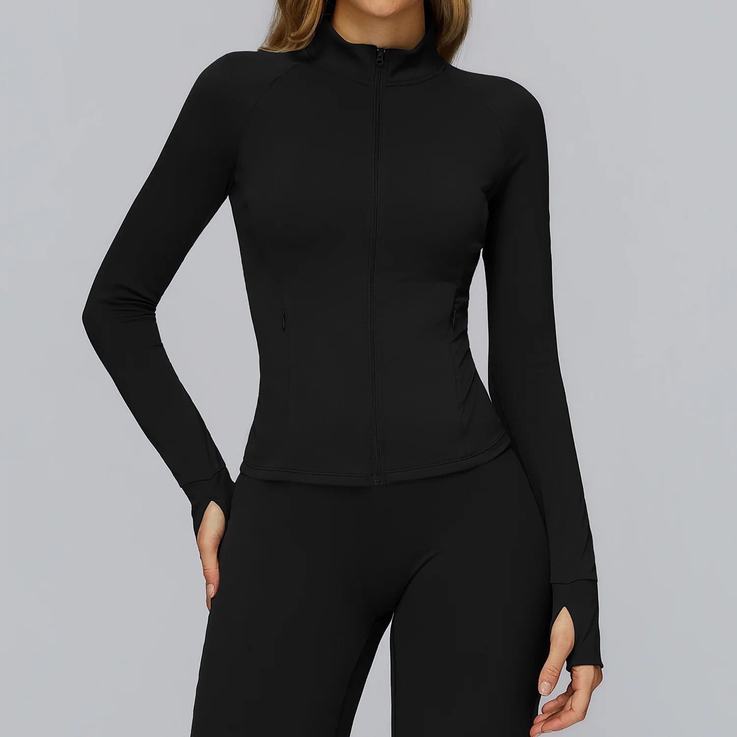 A Summer Ultra-Soft Fabrics Tight Sports Jackets Women Zipper Gym Yoga Clothes Female Quick-Dry Long Sleeve Sportswear Qme Advanced Black M