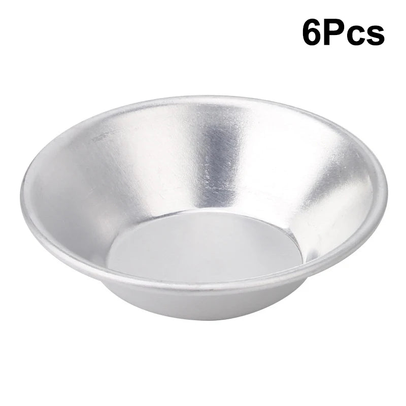 Reusable Non-stick Egg Tart Mold Aluminum Alloy Flower Round Shape Qme Round 6Pcs