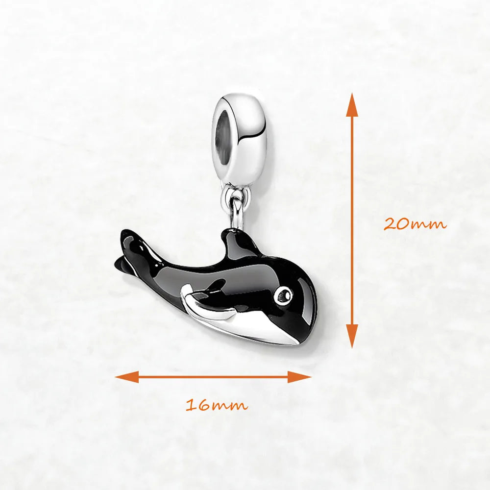 Charm Pendant Enamel Orca Whale Jewelry For Women Men Cute Gift In 925 Sterling Silver Qme