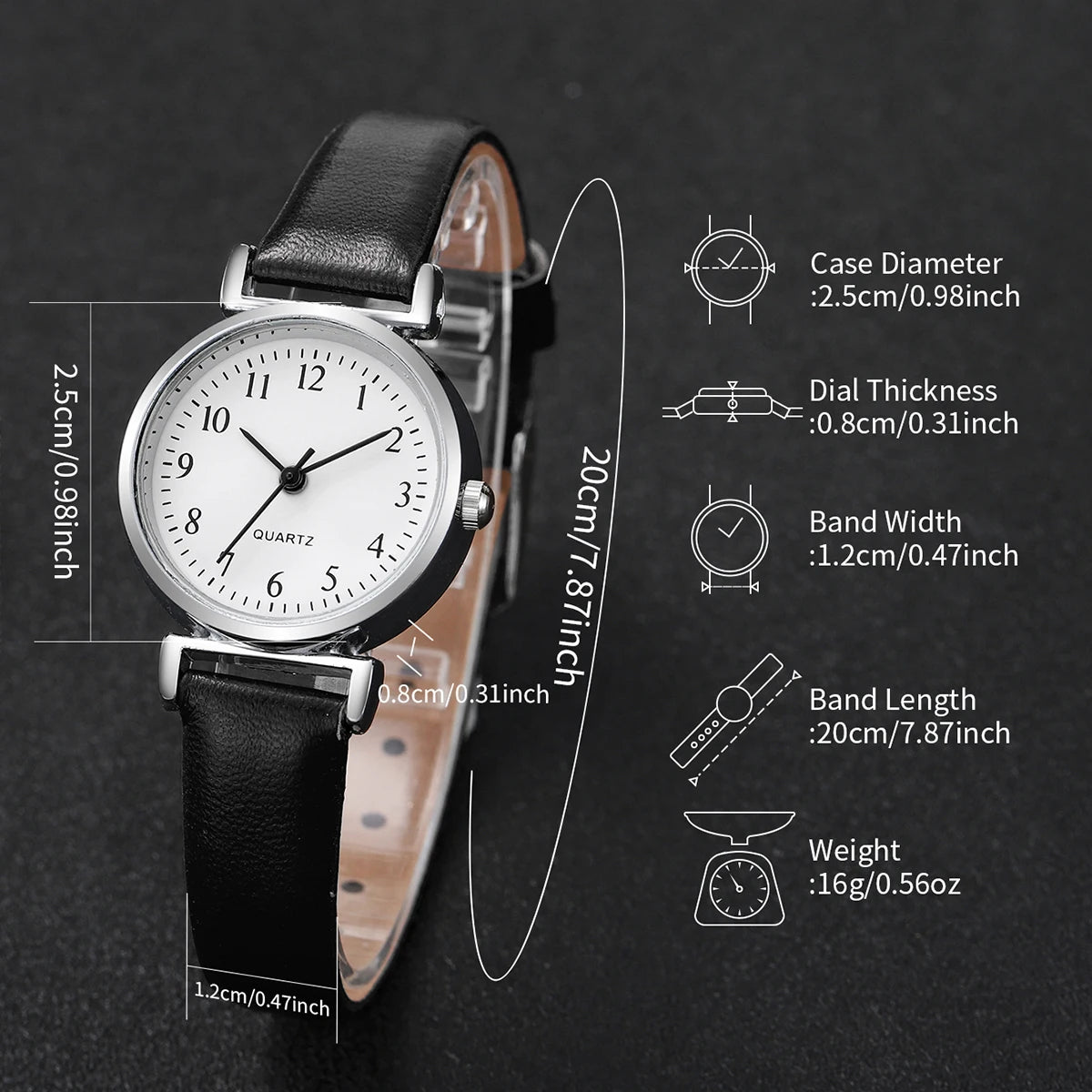 2 pçs/set moda pequeno mostrador feminino relógios de quartzo simples pulseira de couro relógio para meninas reloj mujer Qme
