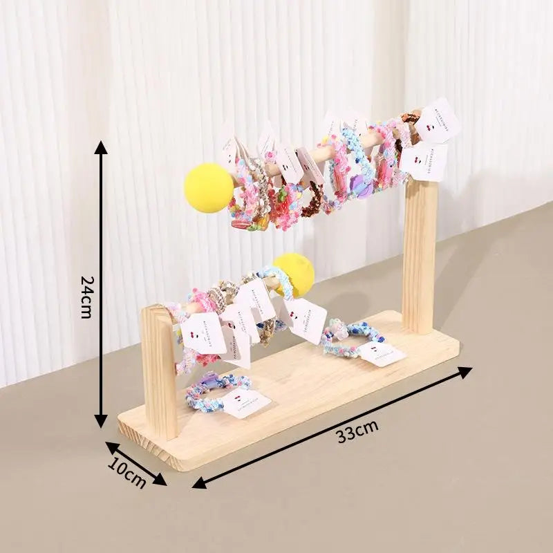 Wooden Headband Storage Rack Display Stand 2 Layer Home Use Hair Accessories Jewelry Headwear Exhibition Rack Jewelry Storage Qme A2
