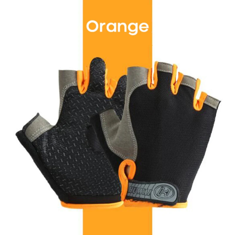 Half Finger Outdoor Cycling Anti Slip Sweat Men Women Gloves Qme Orange XL