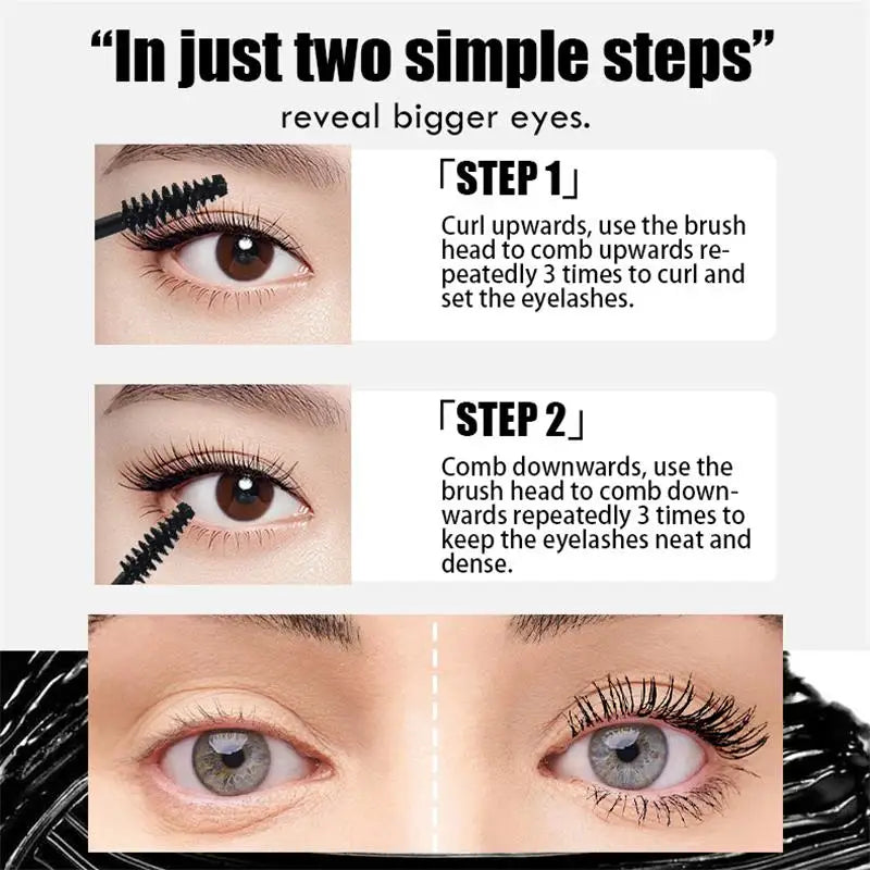 3D Mascara Waterproof Extra Volume Long -lasting Hyper-Curl Lengthening Eyelash Non-smudging Eyelashes Black Mascara Makeup Qme