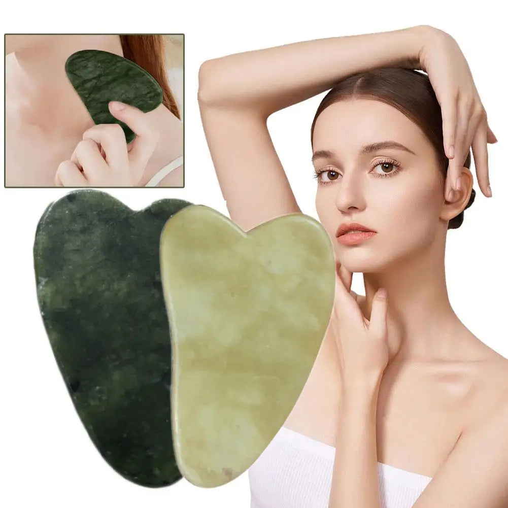 2 Jade Gua Sha Board Heart-shaped Facial Tool Traditional Guasha Qme