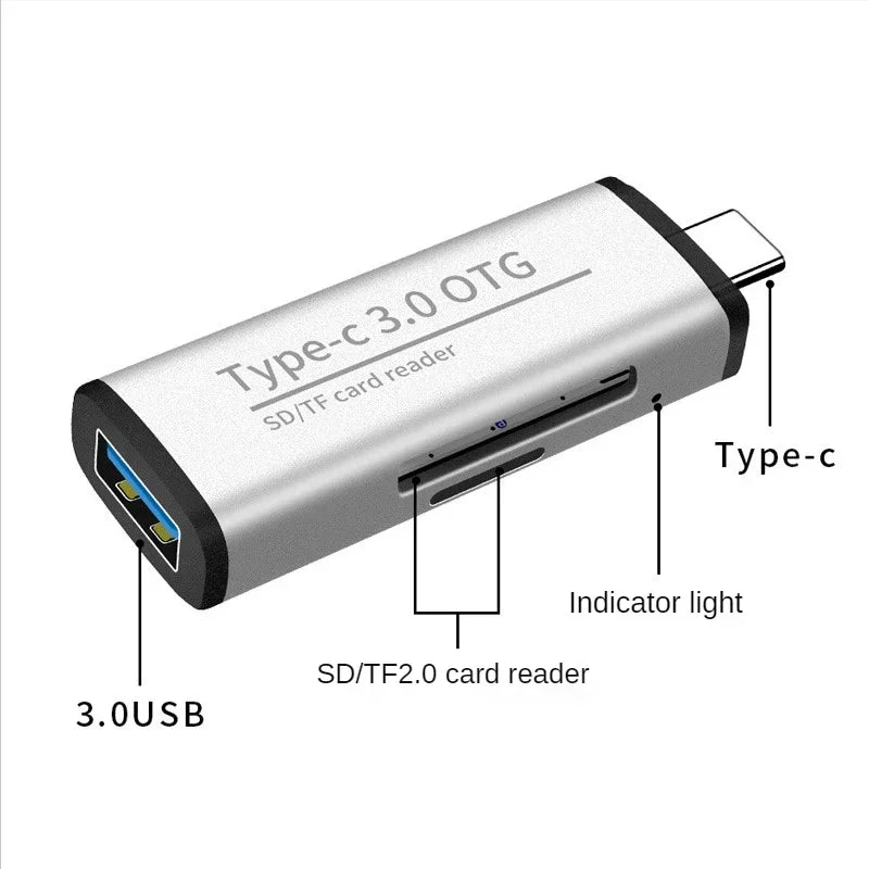 Multi-functional Type C OTG Card Reader with USB Female Interface for PC USB 3.0 Read TF Memory Card Reader Adapter Computer Qme