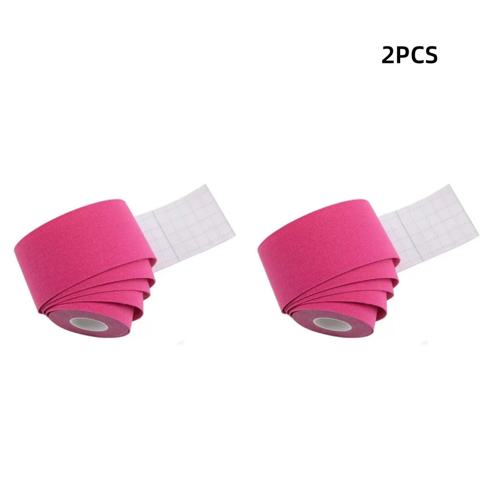 Sports Kinesio Tape Muscle Kinesiology Elastic Knee Pain Relief Strain Patch Athletic Recovery Stickers Fitness Bandages Qme Pink-2pcs