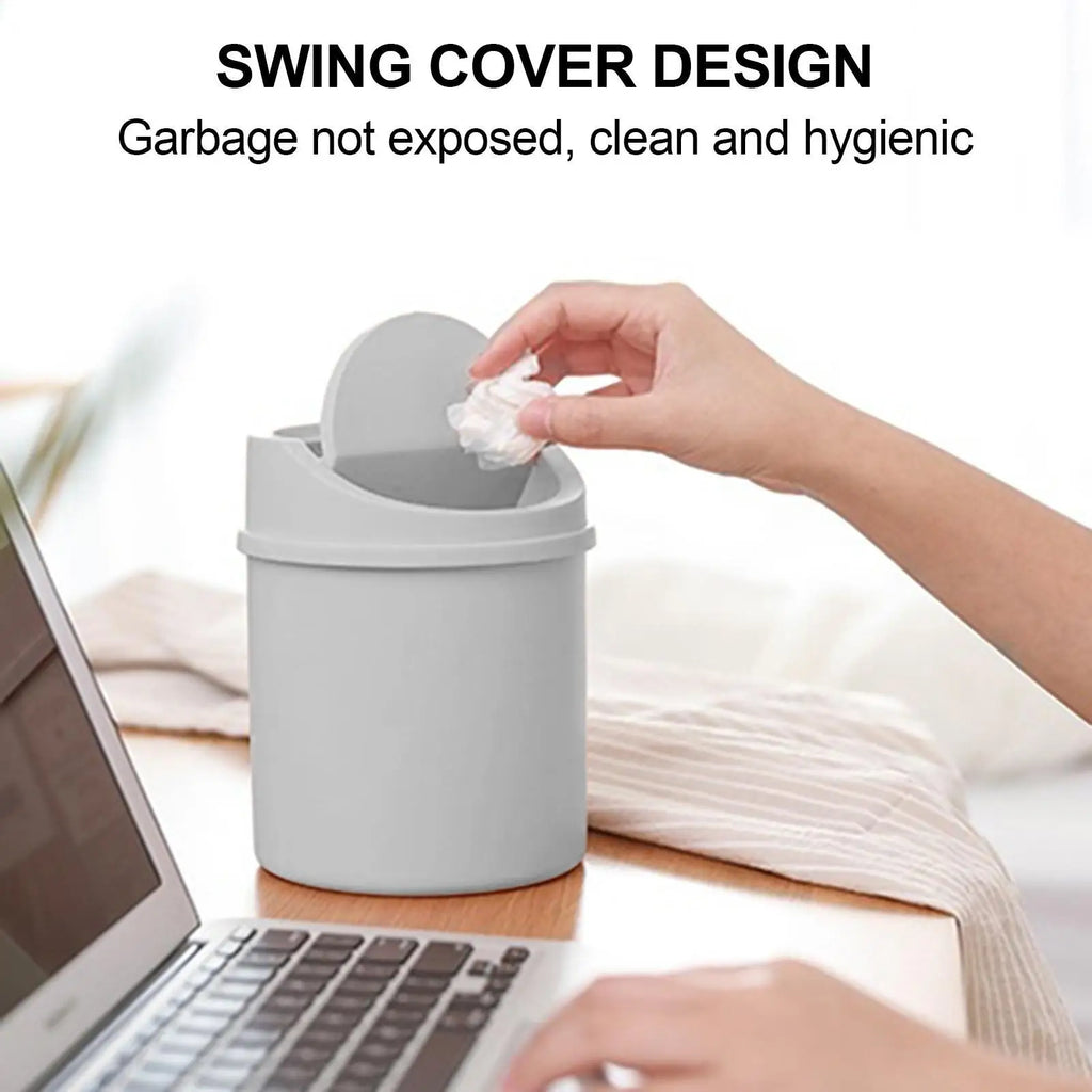 Mini Desktop Bin Small Trash Can Tube With Cover Bedroom Trash Can Garbage Can Clean Storage Box Home Desk Qme