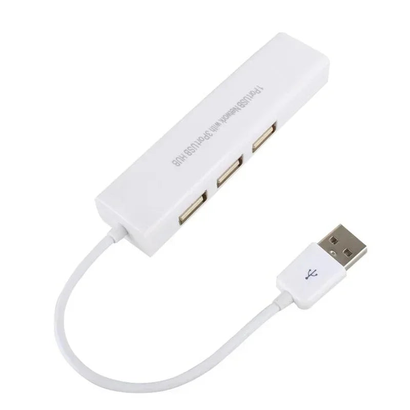 USB Ethernet USB To RJ45 Hub 10/100M Ethernet Adapter Network Card with 3 Ports USB Hub Lan Driver Free for Macbook Windows Qme
