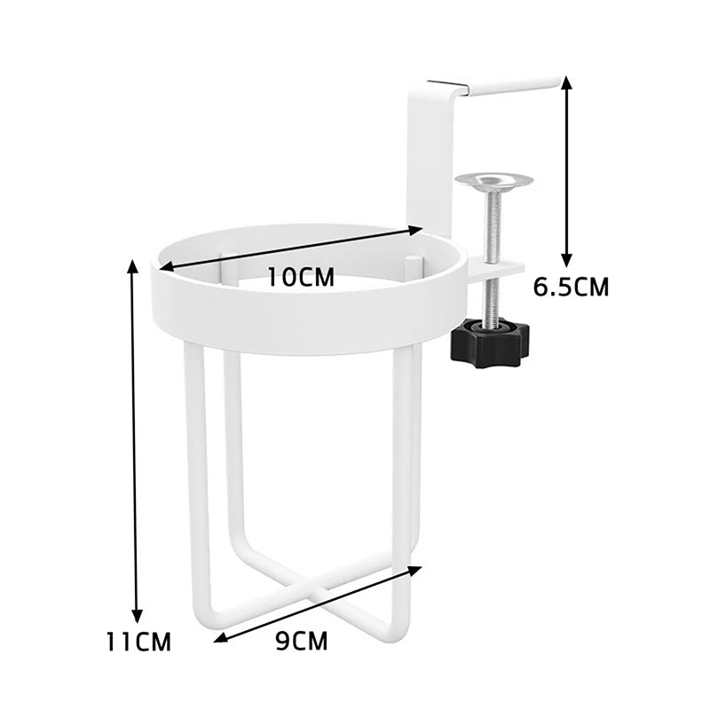 Table Storage Rack Desk Cup Holder Shelf Universal Fixed Coffee Mugs Qme White