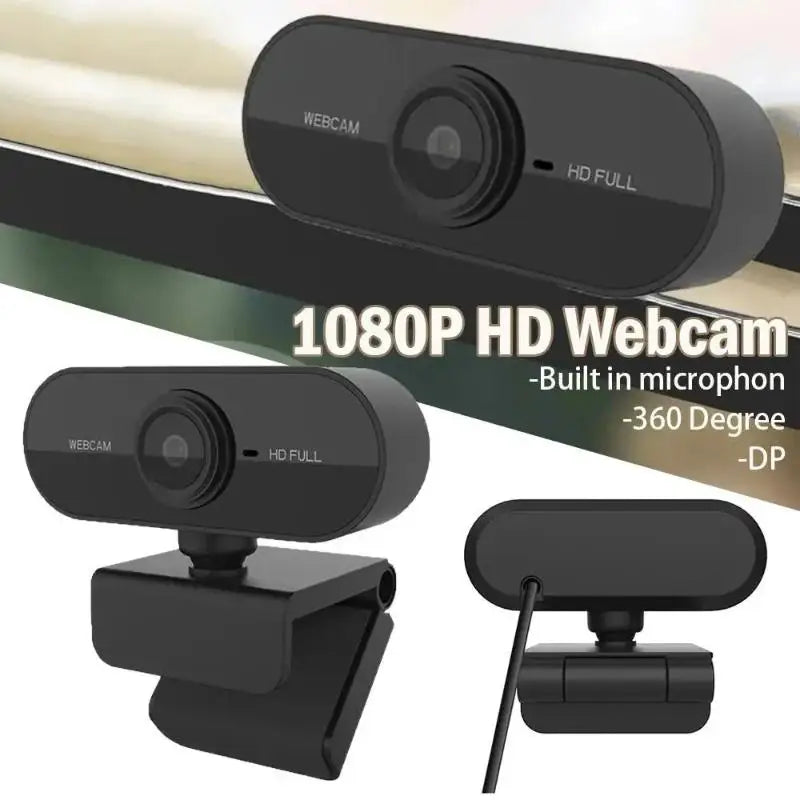 USB Webcam Desktop Built-in Mic Plug Play 360 Rotatable Work Home Qme Default Title