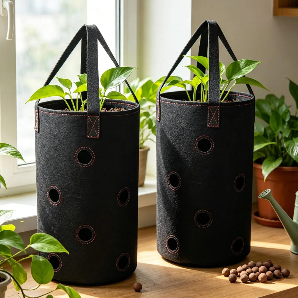 2pcs Strawberry Grow Bags 11 Planting Holes 3 Gallon Large Capacity Tomato Grow Bags for Garden Yard Balcony Outdoor Plants Qme