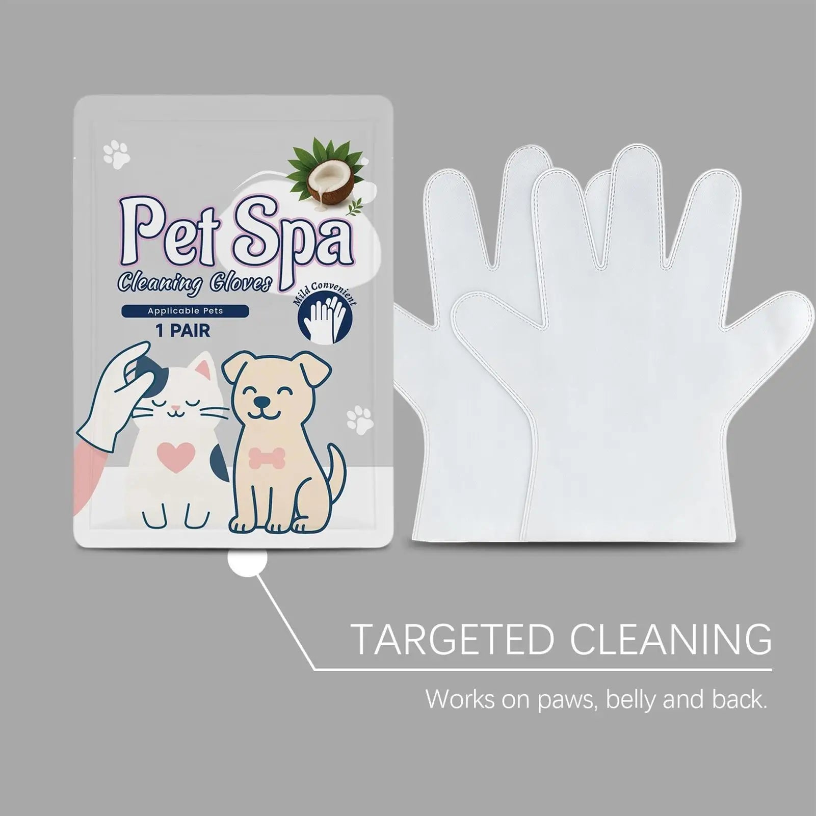 Pet Glove Wipes Dogs 1 Pair Shedding Control Daily Care Cleaning Qme