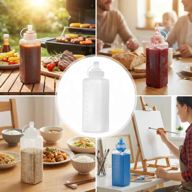 1000ML Squeeze The Sauce Bottle Large Diameter Plastic Condiment Dispenser Kitchen Seasoning Salad Dressing Olive Oil Bottle Qme