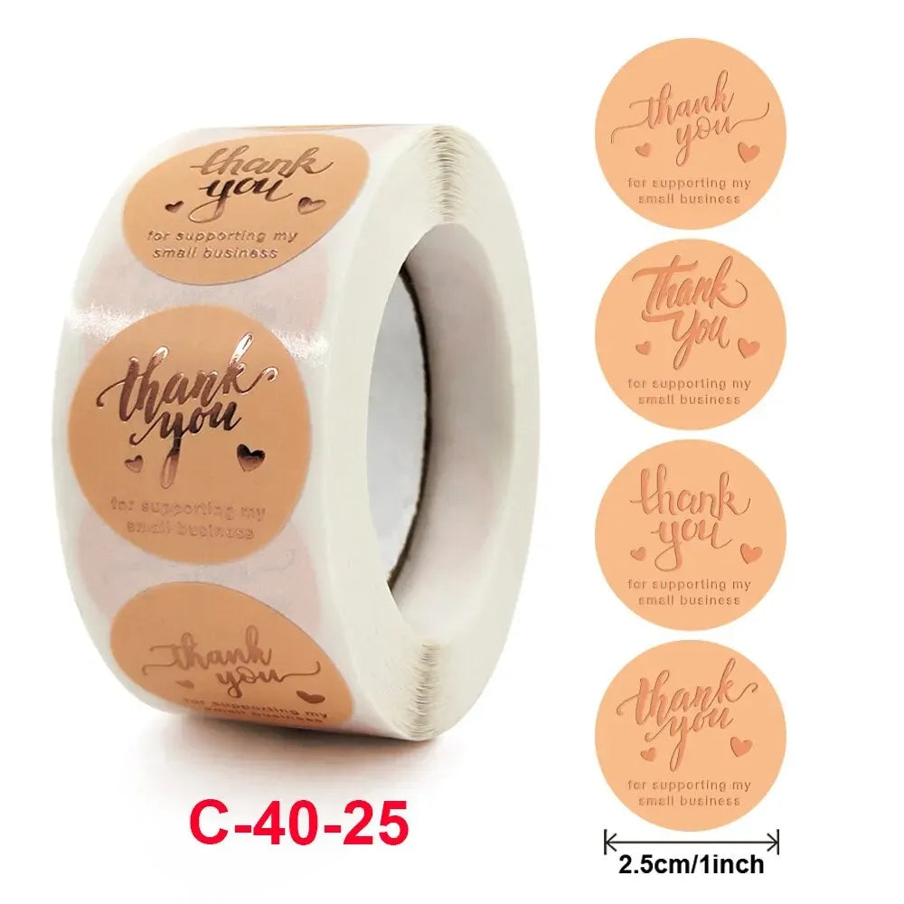 500Pcs 1inch Thank You Stickers For Envelope Sealing Labels Stationery Supplies Handmade Wedding Gift Decoration Sticker New Qme C- 40-25