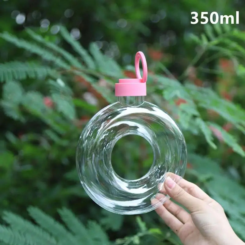 350ML Donut Kids Water Bottle Leak-Proof Travel Cup Children Anti Fall Transparent Drinking Bottle Sports Water Bottle Qme Pink 350ml