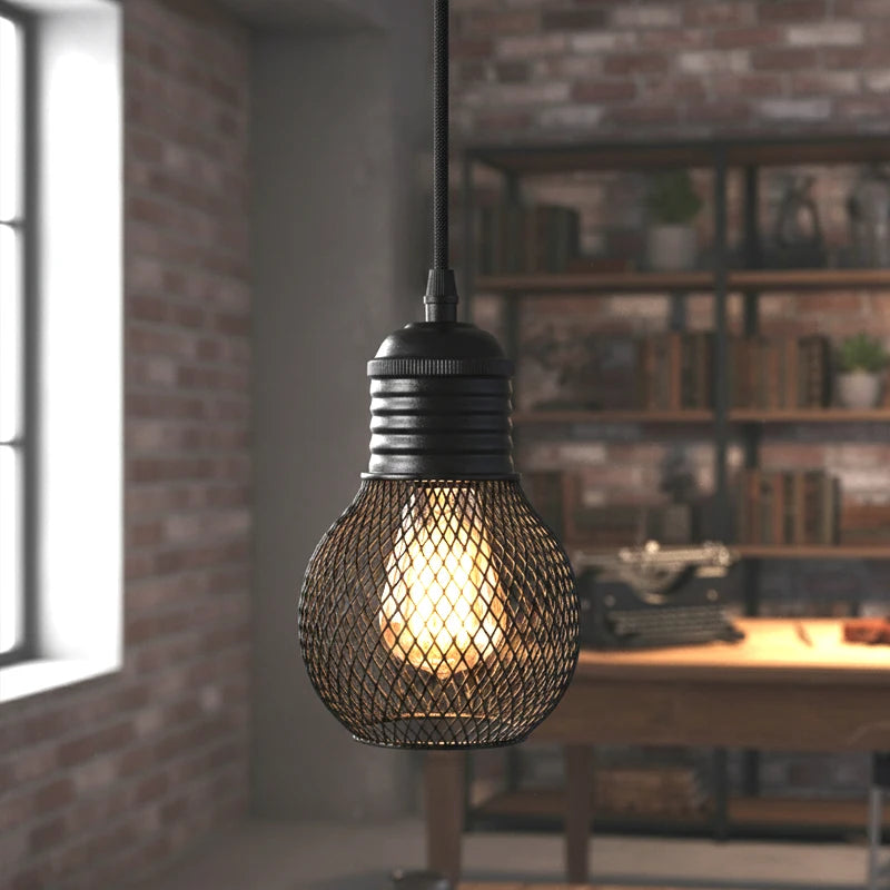 Vintage restaurant pendant light corridor cement column forged iron lampshade LED E27 coffee shop home decoration pendant light Qme