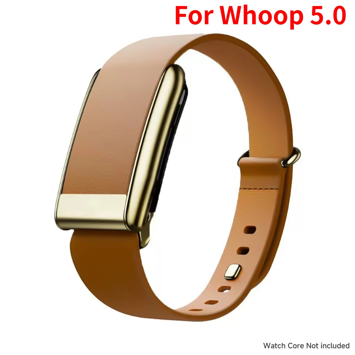 Leather Slim Waistband for WHOOP 5.0 /5.0MG Fitness Soft Breathable Replacement Strap Adjustable Protector Sports Wristband Qme For Whoop 5.0-Brown Olny Band No Sensor