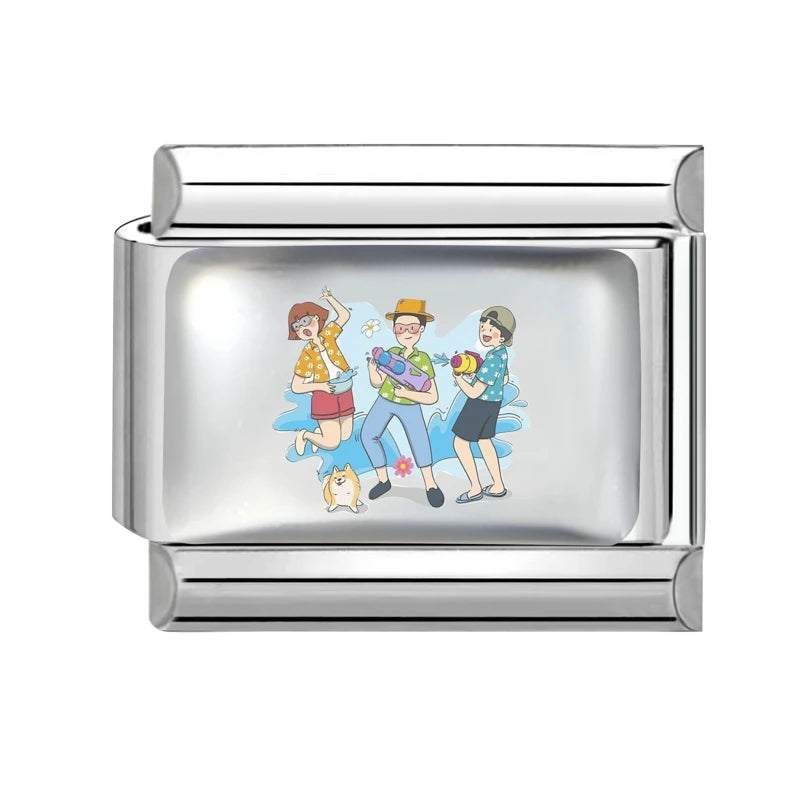DIY Labour Day Series Italian Charm Bracelet Hammer Axe Pattern Bead