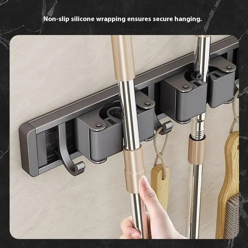 Mop Clip Stand Brush Rack Hanging Pipe Hook Kitchen Storage Bathroom Qme