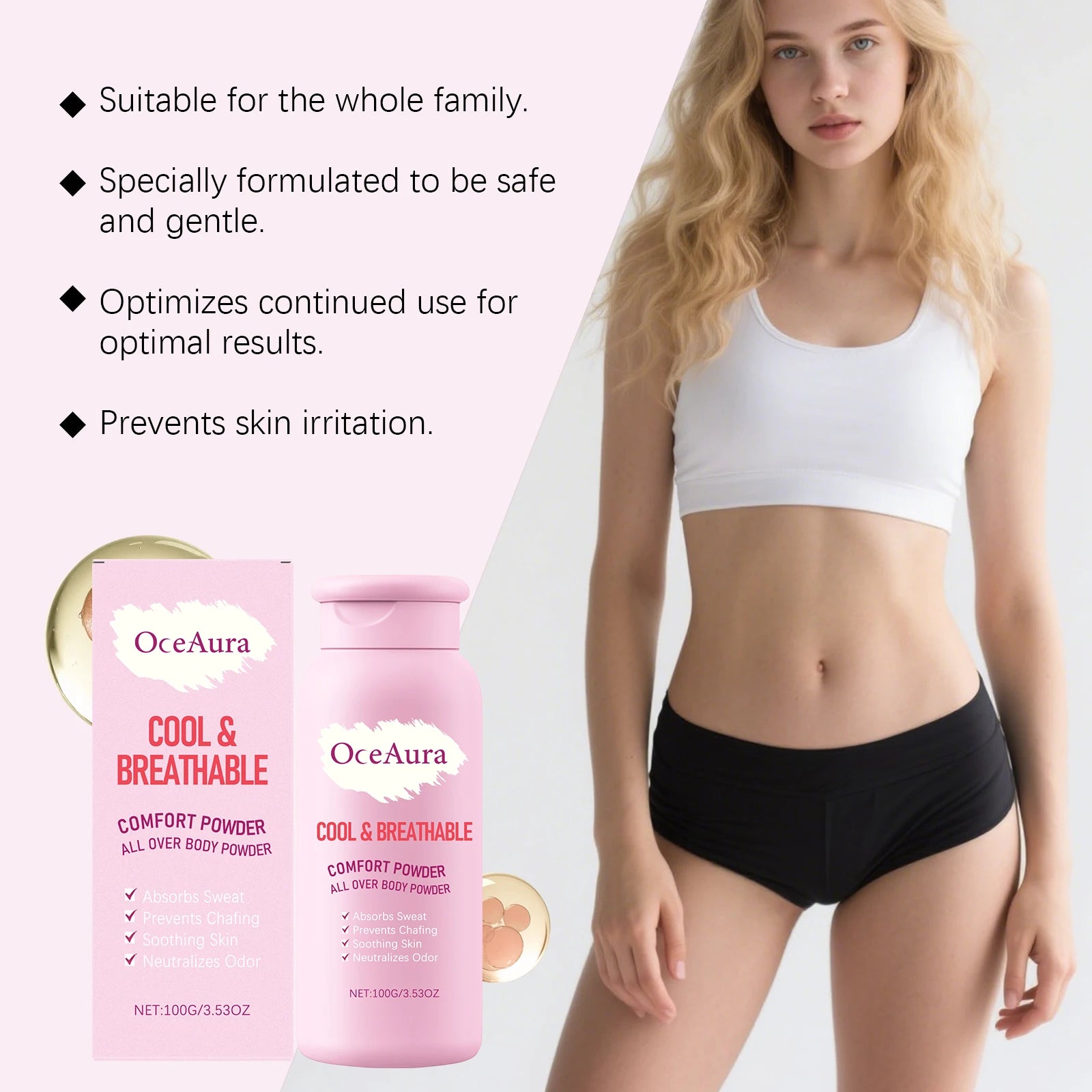 Talcum Powder for Body Cleaning Absorb Sweat Reduce Friction Increase Skin Comfort Anti Heat Rash Keep Skin Refreshing Powder Qme