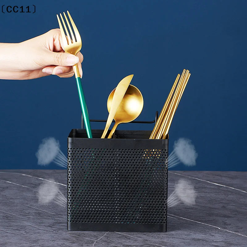 Stainless Steel Utensil Holder Dish Rack Chopstick Basket Silverware Qme