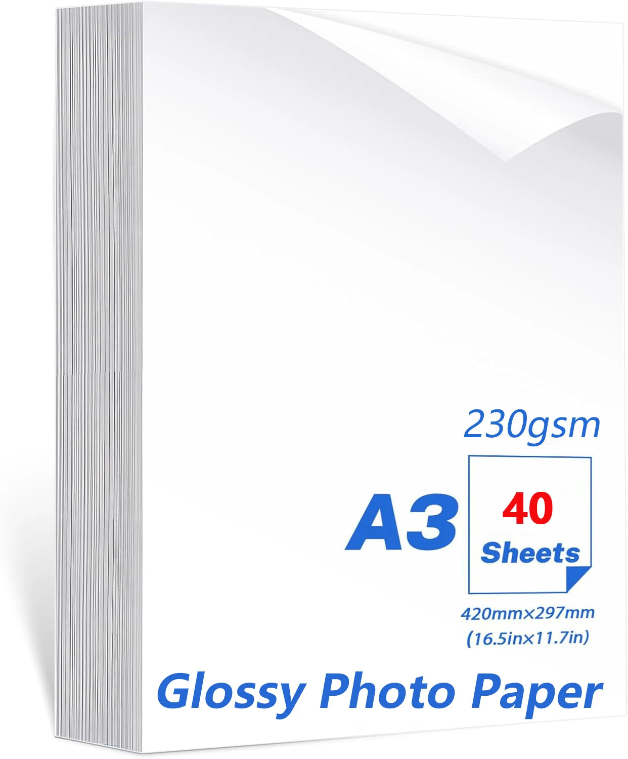 A3 Photo Paper, Waterproof Glossy for Photo Paper，Waterproof Embossed Card Paper Inkjet Photo Paper Qme 40 sheets A3