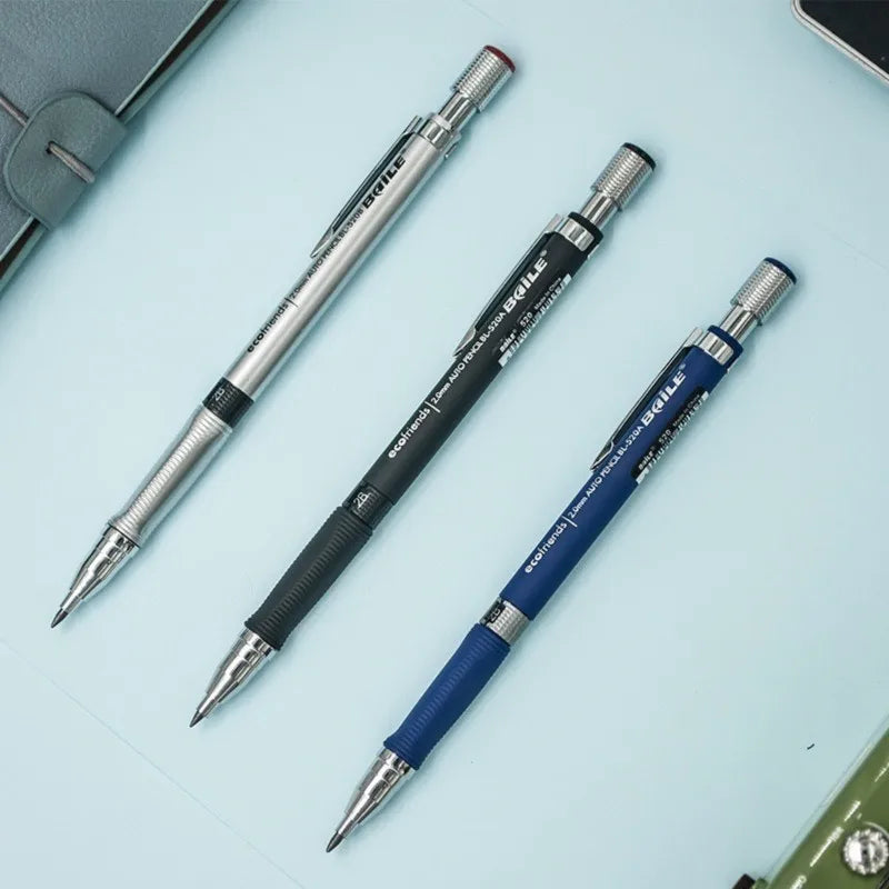 Mechanical Pencil Set 2.0 mm with 2B Black/Colors Lead Refill For Writing Sketching Art Drawing Painting School Automatic Pencil Qme