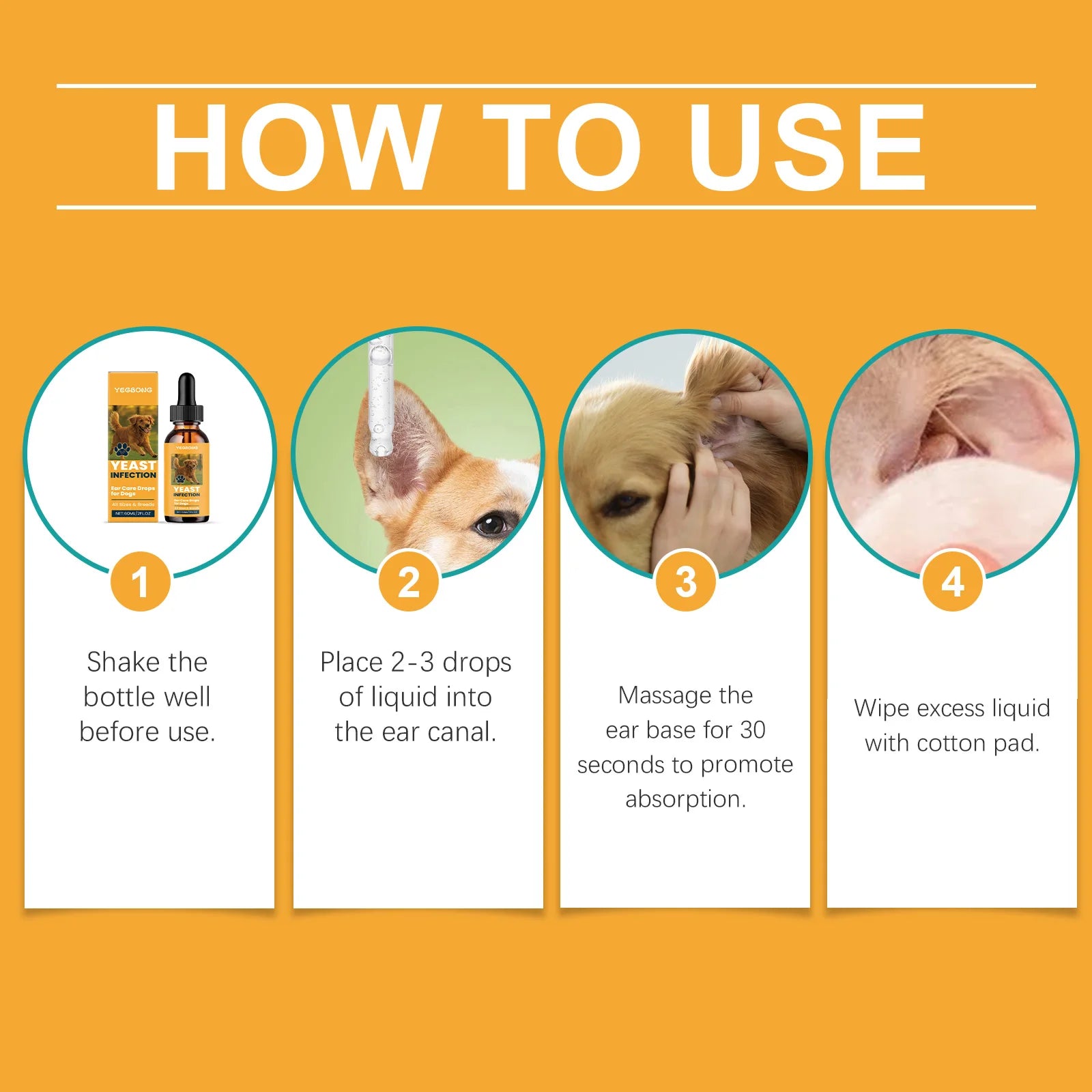 Dogs Ear Care Drops Effectively Removing Earwax Eliminating Odor Relieving Ear Itching Discomfort Gentle Formula Pet Ear Cleaner Qme