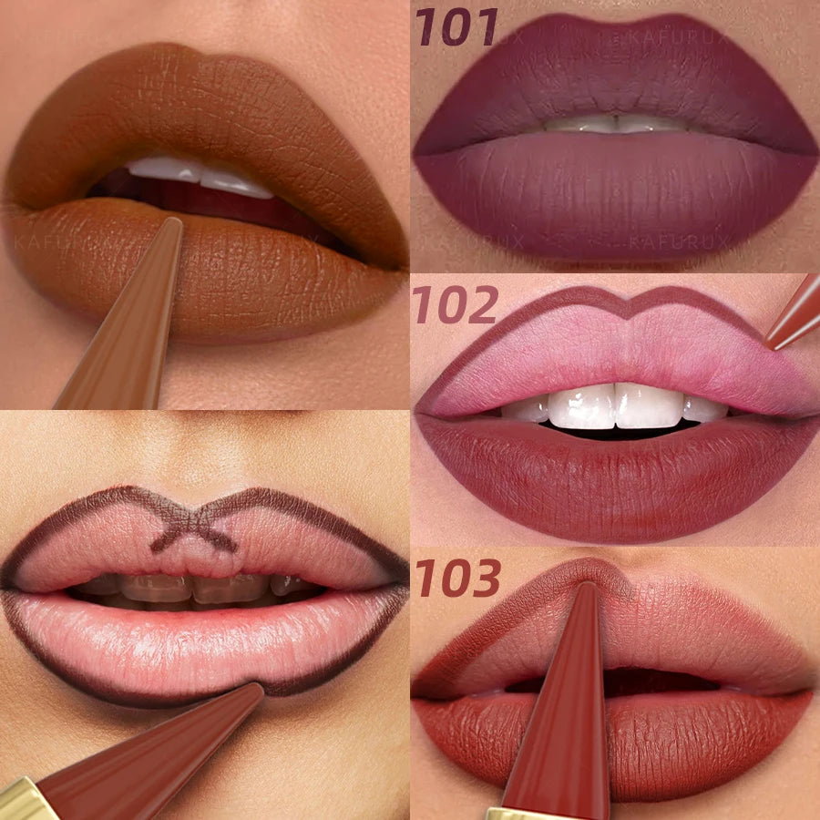 9 Colors Gradient Lipstick Matte Lip Liner Pen Velvet Finish Smooth Qme