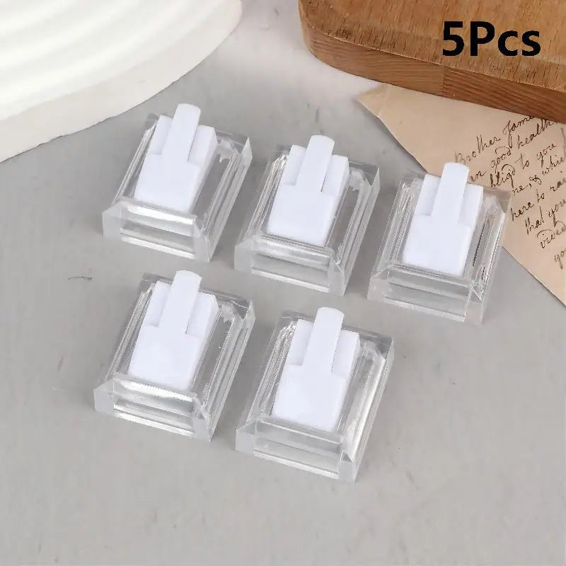 20/5pcs Plastic Ring Display Stands – Jewelry Storage & Showcase Holders for Countertop, Jewelry Organizer for Rings Qme 5Pcs White