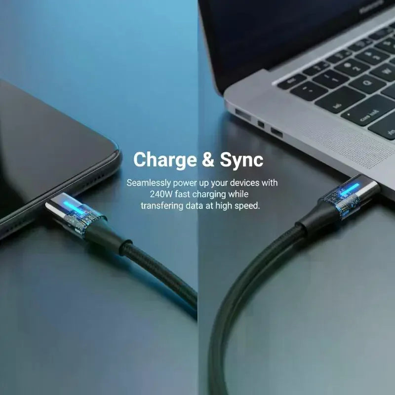 240W USB Cable Fast Charging C 1 Meter 2 Meters Strong Durable Cord Qme