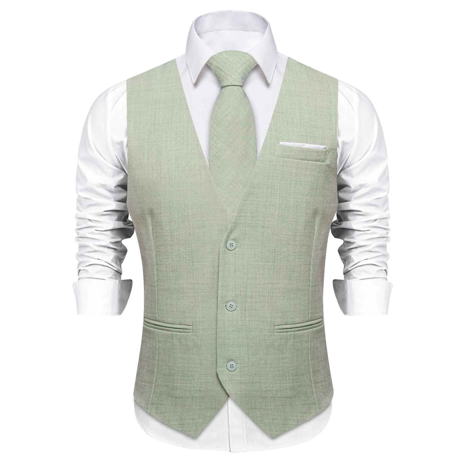 Men's Solid Formal Suit Vest – V-Neck Adjustable Back Belt Button Closure, for Weddings, Business and Casual Occasions Qme MJ-0621 S