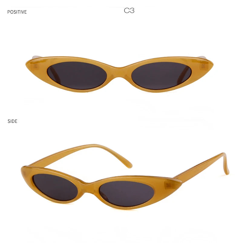 2022 Skinny Narrow Cat Eye Sunglasses Women Vintage Small RED Pink Drop Frame Retro Tiny Oval Sun Glasses Shades Qme 3 Other