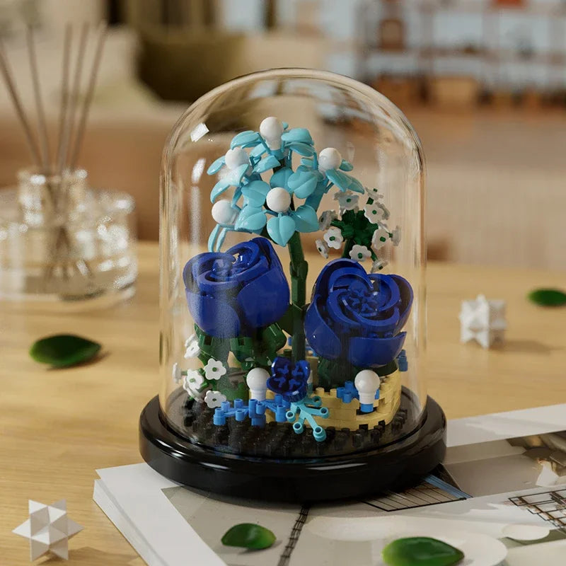 Micro Flower Bouquet Bonsai Building Block Artificial Plastic Plant Dust Cover Micro Model Home Decoration Toy Kid Birthday Gift Qme 270pcs