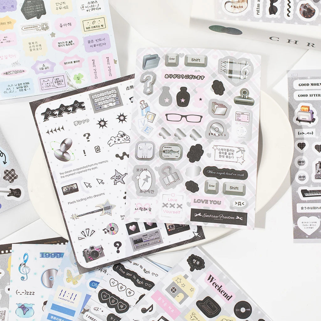 TIANZI 20 Pcs Die cut Stickers Book Cartoon Aesthetics Decoration Handmade Scrapbook Diary Supplies Japanese Stationery Sticker Qme