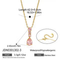 Sweet Color Gold PVD Plated Necklace Women Geometric Zircon Heart Pendant Elegant Jewelry for Office Daily Wear Qme A1