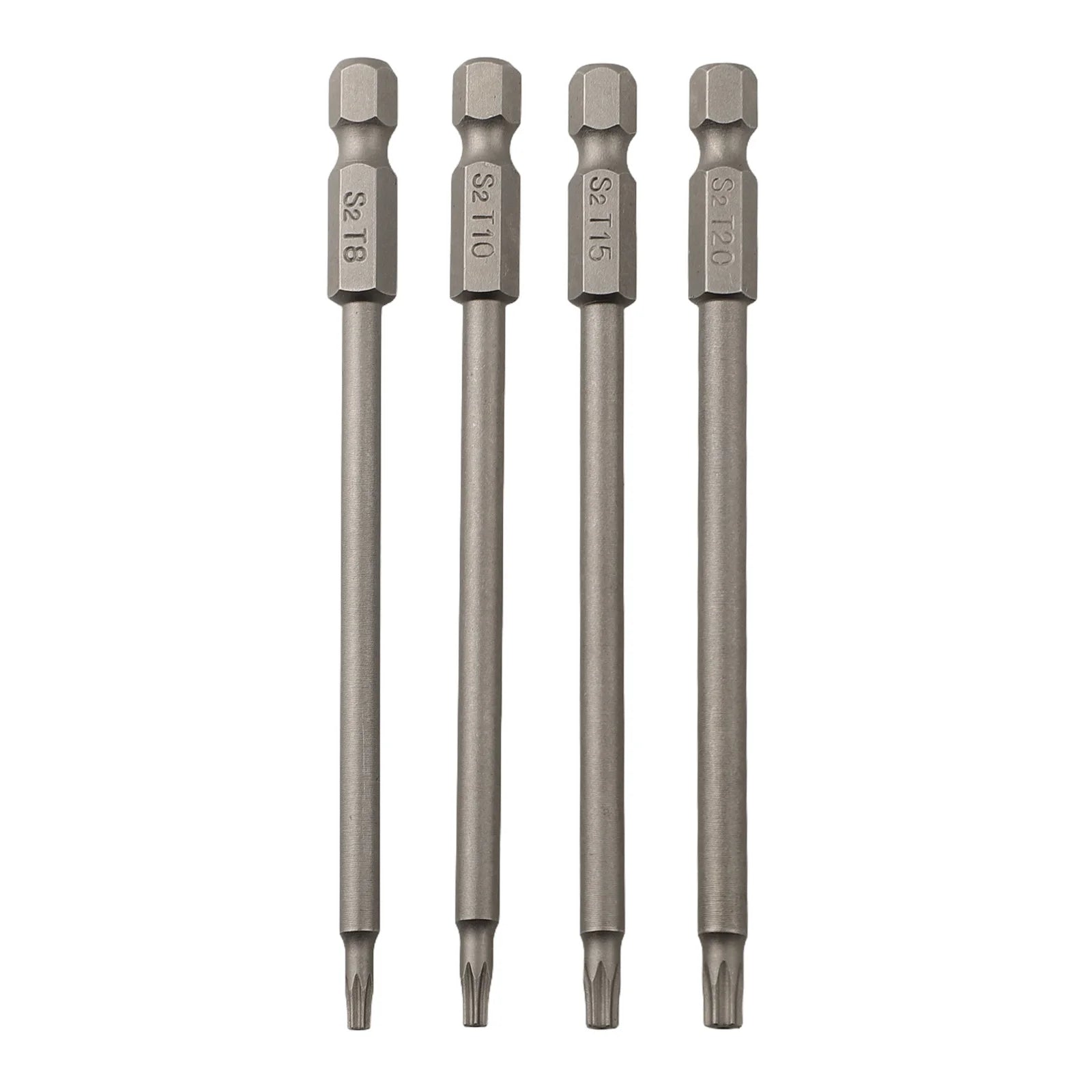 4pcs 1/4 Hex Shank 100mm Long Screwdriver Bits Kit For Torx/Hexagon/Cross/Slotted Hand Tools Qme