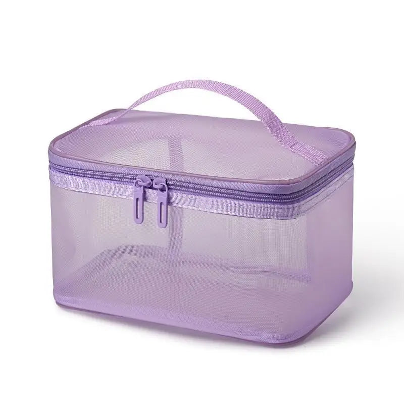Transparent Mesh Travel Cosmetic Bag | Large Capacity Makeup & Skincare Organizer | Perfect Clear Toiletry Pouch for Vacations Qme style 6