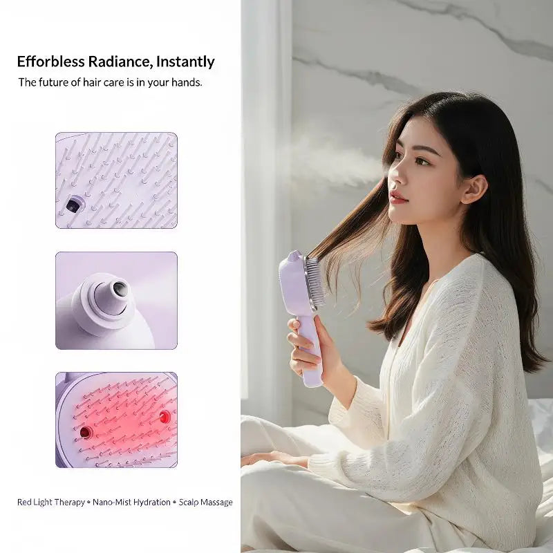 Cute Cat Ear Electric Spray Hair Brush Red Light Care Massage Qme