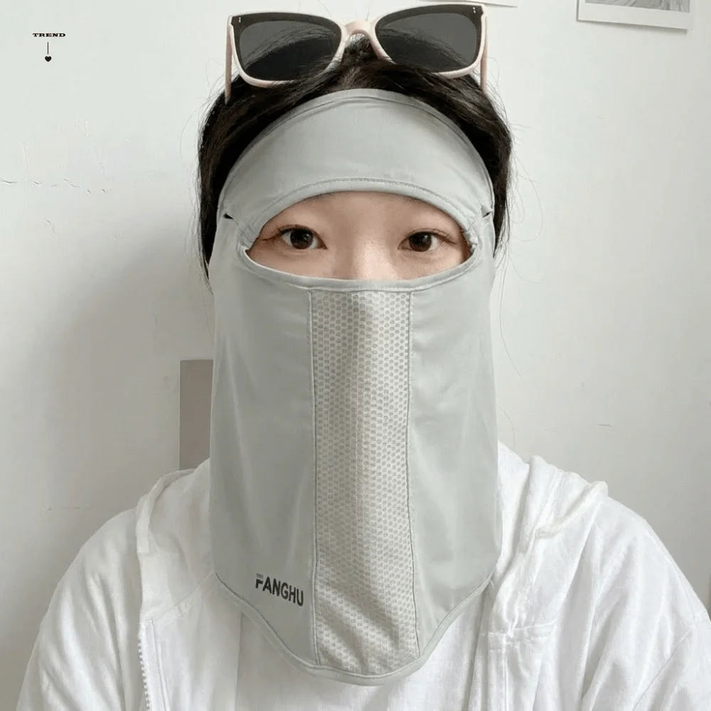 Thin Solid Ice Silk Mask Sunscreen UV Protection Face Cover Scarves Qme