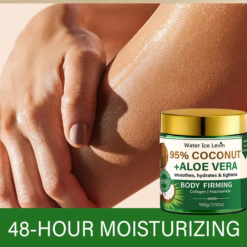 95% Coconut Aloe Vera Body Moisturizer - Collagen & Niacinamide, Firming, Smoothing for All Skin Types Qme