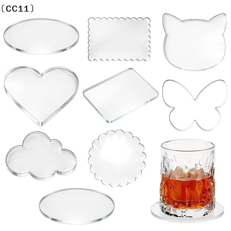 Clear Acrylic Coasters Multifunction Cup Placement Decoration Jewelry Qme